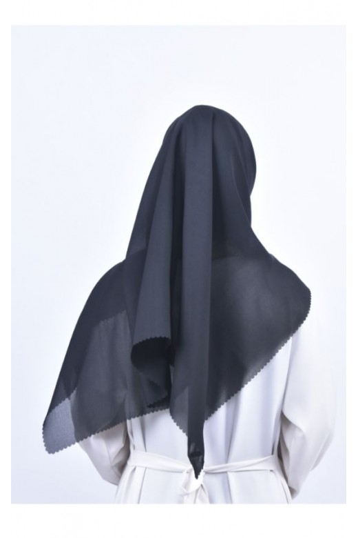 Hijab Segi 4 Double Haikon Lasercut Black